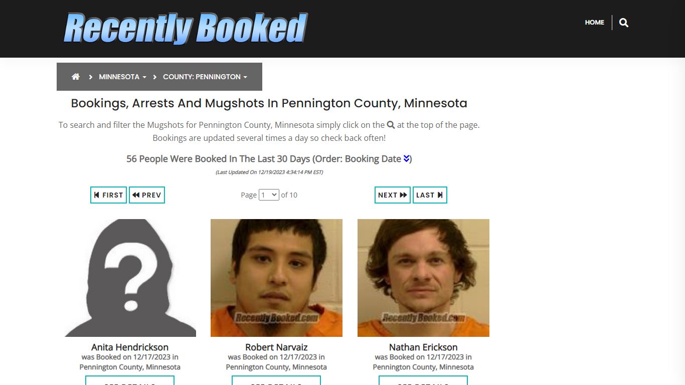 Bookings, Arrests and Mugshots in Pennington County, Minnesota